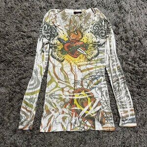 Y2K Grunge 2010 Sleeze Streetwear Long Sleeve Top Size M